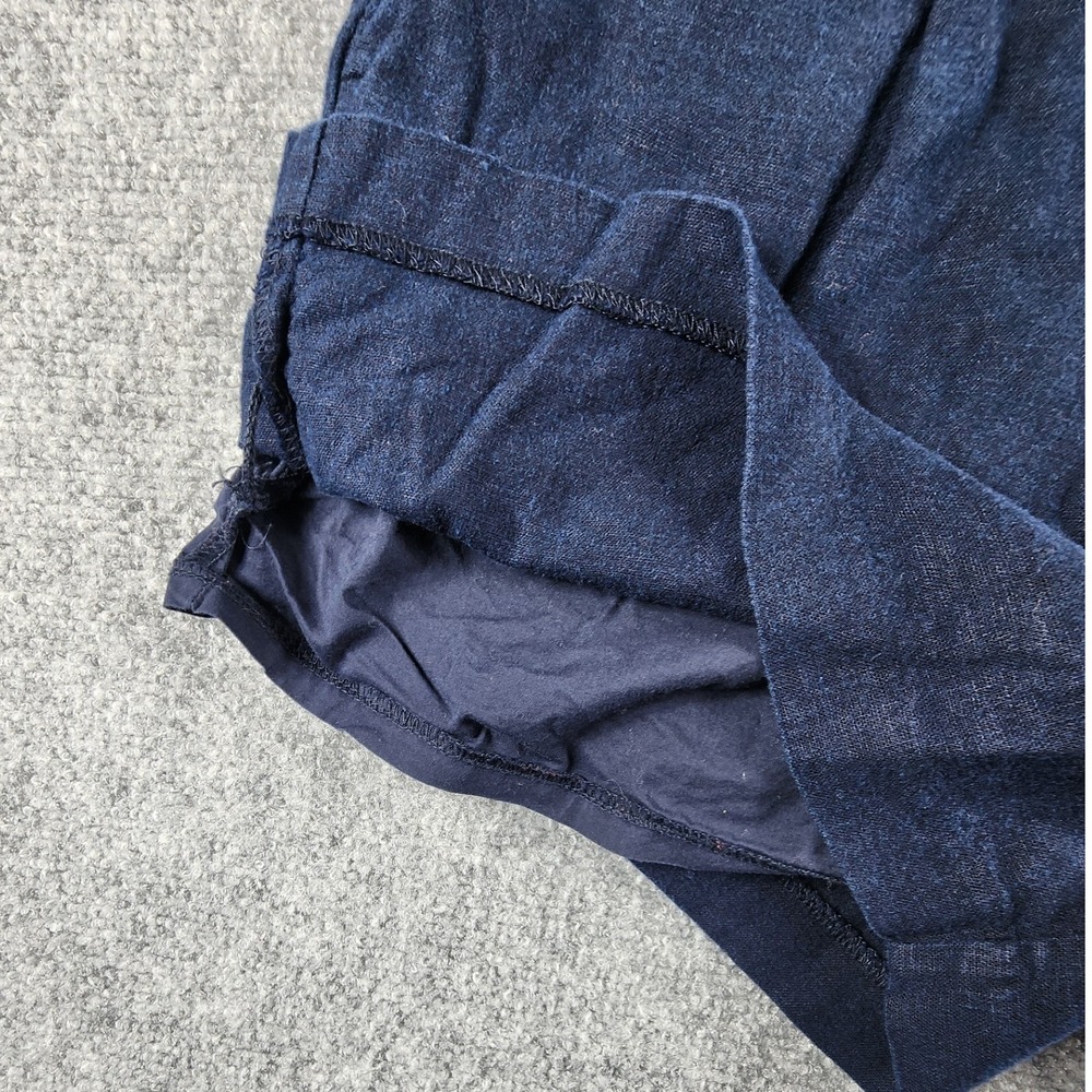 Tommy Hilfiger Womens Navy Blue Linen Blend Pleated Shorts Size M Elastic Back - Picture 6 of 7
